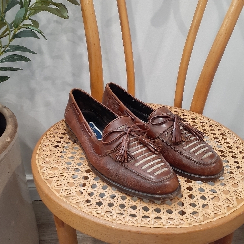 Vintage Bragano by Cole Haan Leather Tassle Oxford Loafer Made in Italy